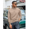 image:imageCOOFANDY Mens Quarter Zip Pullover Lightweight Textured Sweatshirt Long Sleeve Casual Mock Neck Polo ShirtsKhaki
