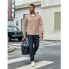image:imageCOOFANDY Mens Quarter Zip Pullover Lightweight Textured Sweatshirt Long Sleeve Casual Mock Neck Polo ShirtsKhaki