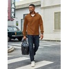 image:imageCOOFANDY Mens Quarter Zip Pullover Lightweight Textured Sweatshirt Long Sleeve Casual Mock Neck Polo ShirtsLight Brown