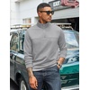 image:imageCOOFANDY Mens Quarter Zip Pullover Lightweight Textured Sweatshirt Long Sleeve Casual Mock Neck Polo ShirtsLight Grey