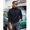 image:imageCOOFANDY Mens Quarter Zip Pullover Lightweight Textured Sweatshirt Long Sleeve Casual Mock Neck Polo ShirtsNavy Blue