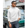 image:imageCOOFANDY Mens Quarter Zip Pullover Lightweight Textured Sweatshirt Long Sleeve Casual Mock Neck Polo ShirtsWhite