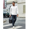 image:imageCOOFANDY Mens Quarter Zip Pullover Lightweight Textured Sweatshirt Long Sleeve Casual Mock Neck Polo ShirtsWhite