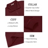 image:imageCOOFANDY Mens Quarter Zip Pullover Lightweight Textured Sweatshirt Long Sleeve Casual Mock Neck Polo ShirtsWine Red