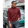 image:imageCOOFANDY Mens Quarter Zip Pullover Lightweight Textured Sweatshirt Long Sleeve Casual Mock Neck Polo ShirtsWine Red