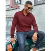 image:imageCOOFANDY Mens Quarter Zip Pullover Lightweight Textured Sweatshirt Long Sleeve Casual Mock Neck Polo ShirtsWine Red