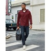 image:imageCOOFANDY Mens Quarter Zip Pullover Lightweight Textured Sweatshirt Long Sleeve Casual Mock Neck Polo ShirtsWine Red