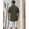image:imageCOOFANDY Mens Short Sleeve Button Down Shirts Summer Cotton Lyocell Linen Textured Casual Beach Shirts with PocketArmy Green