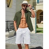 image:imageCOOFANDY Mens Short Sleeve Button Down Shirts Summer Cotton Lyocell Linen Textured Casual Beach Shirts with PocketArmy Green