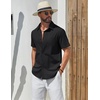 image:imageCOOFANDY Mens Short Sleeve Button Down Shirts Summer Cotton Lyocell Linen Textured Casual Beach Shirts with PocketBlack