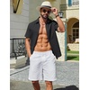 image:imageCOOFANDY Mens Short Sleeve Button Down Shirts Summer Cotton Lyocell Linen Textured Casual Beach Shirts with PocketBlack