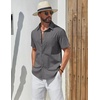 image:imageCOOFANDY Mens Short Sleeve Button Down Shirts Summer Cotton Lyocell Linen Textured Casual Beach Shirts with PocketDark Grey