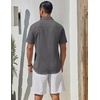 image:imageCOOFANDY Mens Short Sleeve Button Down Shirts Summer Cotton Lyocell Linen Textured Casual Beach Shirts with PocketDark Grey