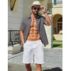 image:imageCOOFANDY Mens Short Sleeve Button Down Shirts Summer Cotton Lyocell Linen Textured Casual Beach Shirts with PocketDark Grey