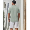 image:imageCOOFANDY Mens Short Sleeve Button Down Shirts Summer Cotton Lyocell Linen Textured Casual Beach Shirts with PocketLight Green