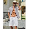 image:imageCOOFANDY Mens Short Sleeve Button Down Shirts Summer Cotton Lyocell Linen Textured Casual Beach Shirts with PocketLight Grey