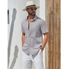 image:imageCOOFANDY Mens Short Sleeve Button Down Shirts Summer Cotton Lyocell Linen Textured Casual Beach Shirts with PocketLight Grey