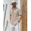 image:imageCOOFANDY Mens Short Sleeve Button Down Shirts Summer Cotton Lyocell Linen Textured Casual Beach Shirts with PocketMoon Grey