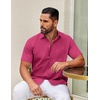 image:imageCOOFANDY Mens Short Sleeve Casual Button Down Shirts Summer Untucked Dress Shirts with PocketRose Red