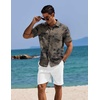image:imageCOOFANDY Mens Summer Beach Outfits 2 Piece Short Sets Shirts and Shorts Vacation Texture Linen Sets for MenGreenwhite