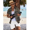 image:imageCOOFANDY Mens Summer Beach Outfits 2 Piece Short Sets Shirts and Shorts Vacation Texture Linen Sets for MenGreenwhite