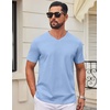 image:imageCOOFANDY Mens T Shirts V Neck Short Sleeve Plain Casual Cotton Basic Pullover TeesLight Blue