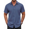 image:imageCOOFANDY Mens Button Down Shirt Short Sleeve Dress Shirt Casual Beach Summer Wedding ShirtNavy Bluewhite Flower