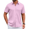 image:imageCOOFANDY Mens Button Down Shirts Short Sleeve Untucked Dress Shirt Wrinkle Free Stretch Casual Summer ShirtsPink