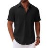 image:imageCOOFANDY Mens Button Down Short Sleeve Shirt Casual Cotton Summer Beach Linen Wedding Shirts with PocketBlack