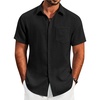 image:imageCOOFANDY Mens Button Down Short Sleeve Shirt Lightweight Casual Summer Beach Shirts with PocketBlack