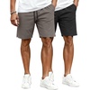 image:imageCOOFANDY Mens Casual Shorts Cotton Drawstring Elastic Waist Lightweight 9 Chino Golf Shorts Summer Beach ShortsZ 2 PackblackDark Grey