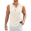 image:imageCOOFANDY Mens Casual Tank Tops Knit V Neck Sleeveless T Shirts 2 Pack Summer Beach Lightweight Muscle TeeBeige