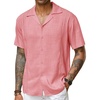 image:imageCOOFANDY Mens Cuban Guayabera Shirt Short Sleeve Button Down Shirts Casual Summer Beach Linen Shirts