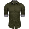 image:imageCOOFANDY Mens Dress Shirt Long Sleeve Casual Button Down Shirt Wrinkle Free Formal Business ShirtsArmy Green