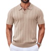 image:imageCOOFANDY Mens Polo Shirts Short Sleeve V Neck Knit Shirts for Men Casual Old Money Clothes Mens Golf ShirtKhaki