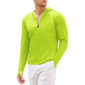 image:imageCOOFANDY FullZip Mens Lightweight Hoodie UPF 50  Breathable Sun Protection Jacket with Pockets for Golf Fishing HikingLemon Green