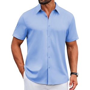 image:imageCOOFANDY Mens Button Down Shirts Short Sleeve Untucked Dress Shirt Wrinkle Free Stretch Casual Summer ShirtsLight Blue