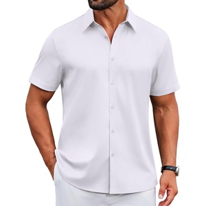 image:imageCOOFANDY Mens Button Down Shirts Short Sleeve Untucked Dress Shirt Wrinkle Free Stretch Casual Summer ShirtsWhite