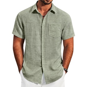 image:imageCOOFANDY Mens Button Down Short Sleeve Shirt Lightweight Casual Summer Beach Shirts with PocketArmy Green