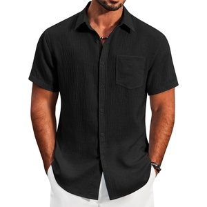 image:imageCOOFANDY Mens Button Down Short Sleeve Shirt Lightweight Casual Summer Beach Shirts with PocketBlack