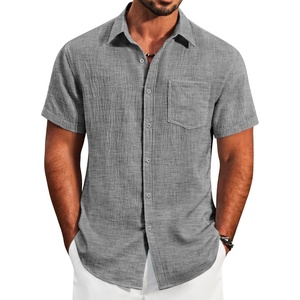 image:imageCOOFANDY Mens Button Down Short Sleeve Shirt Lightweight Casual Summer Beach Shirts with PocketDark Grey