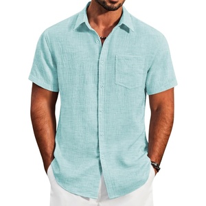 image:imageCOOFANDY Mens Button Down Short Sleeve Shirt Lightweight Casual Summer Beach Shirts with PocketIce Green