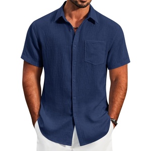 image:imageCOOFANDY Mens Button Down Short Sleeve Shirt Lightweight Casual Summer Beach Shirts with PocketNavy Blue