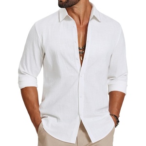 image:imageCOOFANDY Mens Casual Button Down Shirts Long Sleeve Cotton Beach Wedding Shirt Summer Linen Shirt for MenAll White