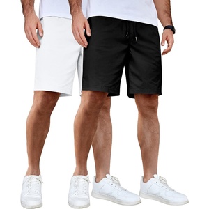 image:imageCOOFANDY Mens Casual Shorts Cotton Elastic Waist Drawstring Shorts Lightweight Summer Beach Shorts2 Pack  Black  White