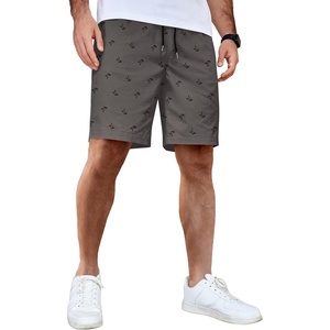 image:imageCOOFANDY Mens Casual Shorts Cotton Elastic Waist Drawstring Shorts Lightweight Summer Beach ShortsCoconut Tree Dark Grey