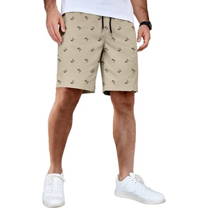 image:imageCOOFANDY Mens Casual Shorts Cotton Elastic Waist Drawstring Shorts Lightweight Summer Beach ShortsCoconut Tree Light Khaki