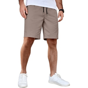 image:imageCOOFANDY Mens Casual Shorts Cotton Elastic Waist Drawstring Shorts Lightweight Summer Beach ShortsKhaki Grey