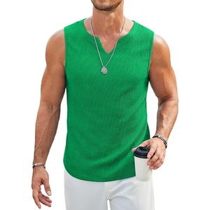 image:imageCOOFANDY Mens Casual Tank Tops Knit V Neck Sleeveless T Shirts 2 Pack Summer Beach Lightweight Muscle TeeIce Green