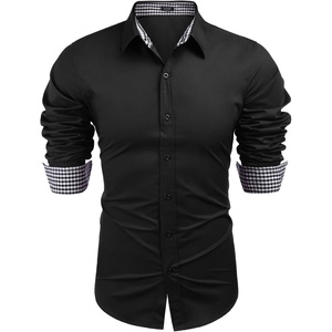 image:imageCOOFANDY Mens Dress Shirt Long Sleeve Casual Button Down Shirt Wrinkle Free Formal Business Shirts03black Solid